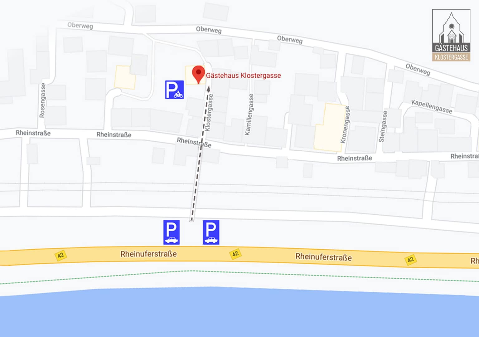 Anfahrt zur Gästehausklostergasse | Kostenlose Parkplätze